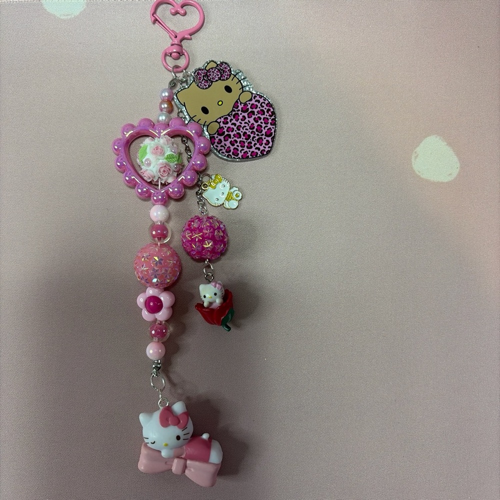 Hello Kitty Pink and White Beaded Charm